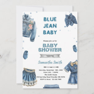 Uitnodiging voor babyfeestje voor blauwe spijkerbr