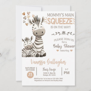 Uitnodiging voor babyfeestje voor mama en baby zeb