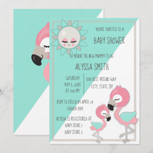 Uitnodiging voor babymeisjesfeest met Teal/Groene