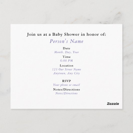 Uitnodiging voor babyshower HAMbyWG ansichtkaart (Achterkant)