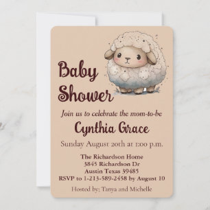 Uitnodiging voor babyshower met babyschaap