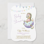 Uitnodiging voor babyshower met leuke draak (Voorkant)