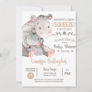Uitnodiging voor babyshower met moeder en baby nij