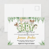 Uitnodiging voor babyshower per post briefkaart (Voorkant / Achterkant)