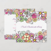 Uitnodiging voor Bachelorette Bright Blossom (Voorkant / Achterkant)