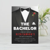 Uitnodiging voor bachelorfeest in smoking (Staand voorkant)