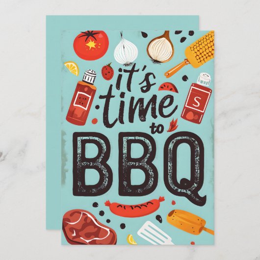 Uitnodiging voor backyard BBQ Party (Voorkant / Achterkant)