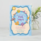 Uitnodiging voor backyard Pool Party (Staand voorkant)