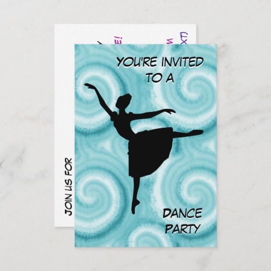 Uitnodiging voor Ballerina Dansfeest (Voorkant / Achterkant)