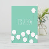 Uitnodiging voor Balloon Baby Boy (Staand voorkant)