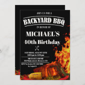 Uitnodiging voor Barbeque-verjaardag als achtergro (Voorkant / Achterkant)