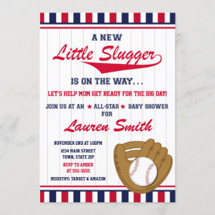 Uitnodiging voor Baseball Baby shower Alle Star-sp