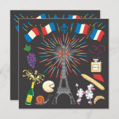 Uitnodiging voor Bastille Day Feest (Voorkant / Achterkant)