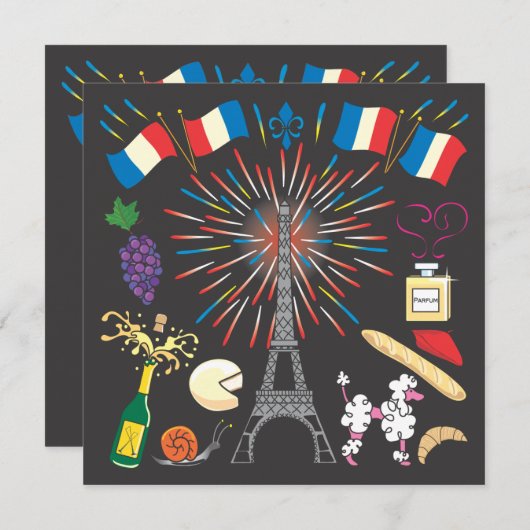 Uitnodiging voor Bastille Day Feest (Voorkant / Achterkant)