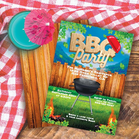 Uitnodiging voor BBQ-feest in de achtertuin