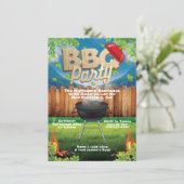 Uitnodiging voor BBQ-feest in de achtertuin (Staand voorkant)