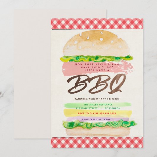 Uitnodiging voor BBQ-huwelijksreceptie (Voorkant / Achterkant)