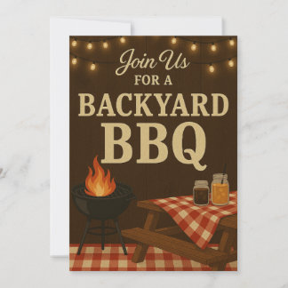 Uitnodiging voor BBQ in de achtertuin | Rustieke z