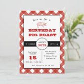 Uitnodiging voor BBQ-varkensfeest verjaardagsfeest (Staand voorkant)