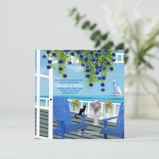 Uitnodiging voor "beach deck" (Staand voorkant)