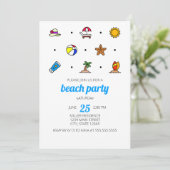 Uitnodiging voor Beach Icons-feestje (Staand voorkant)