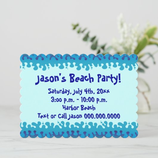 Uitnodiging voor beach of Pool Party (Staand voorkant)