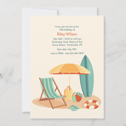 Uitnodiging voor Beachside Party (Voorkant)