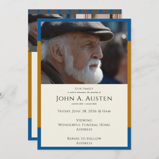 Uitnodiging voor begrafenis Kaart - Viering van he (Voorkant / Achterkant)