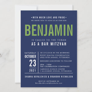 Uitnodiging voor BENJAMIN'S BAR MITZVAH in marineb