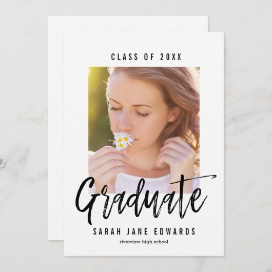 Uitnodiging voor bewerkbaar Afstuderen in penseelv (Voorkant / Achterkant)