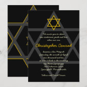 Uitnodiging voor Black and Gold Bar Mitzvah (Voorkant / Achterkant)