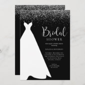 Uitnodiging voor Black and Silver Glitter Bridal S (Voorkant / Achterkant)