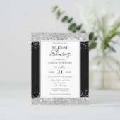 Uitnodiging voor Black and Silver Glitter Bridal S (Staand voorkant)