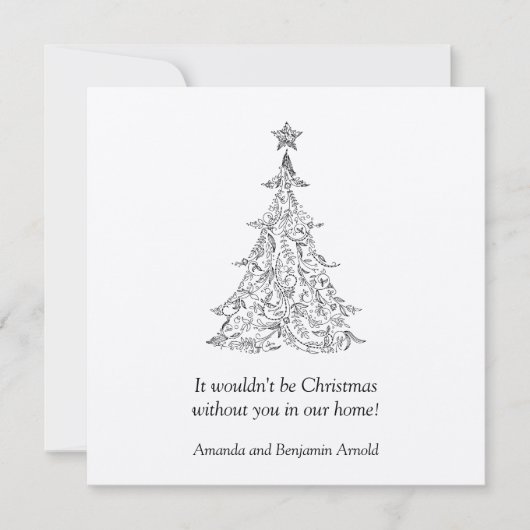 Uitnodiging voor Black and Silver Holiday Tree (Voorkant)