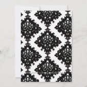 Uitnodiging voor Black and White Damask bruiloft (Achterkant)
