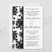 Uitnodiging voor Black and White Damask bruiloft (Voorkant)