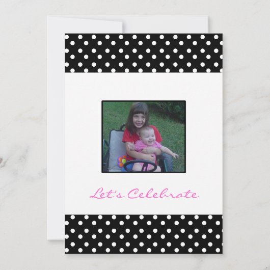 Uitnodiging voor Black and White Polka Dot Print P (Achterkant)