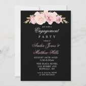 Uitnodiging voor Black Blush Roses Engagement Part (Voorkant)