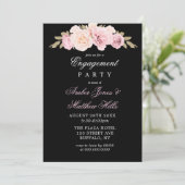 Uitnodiging voor Black Blush Roses Engagement Part (Staand voorkant)