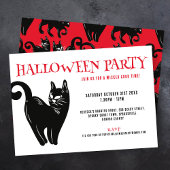 Uitnodiging voor Black Cat Halloween Party