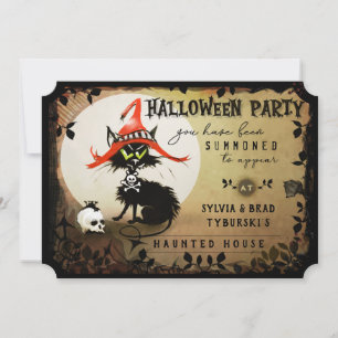 Uitnodiging voor Black Cat & Moon Halloween Party