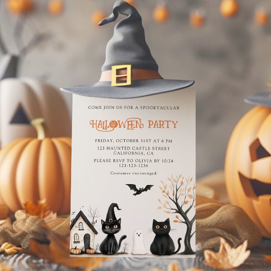 Uitnodiging voor Black Cats Halloween Party