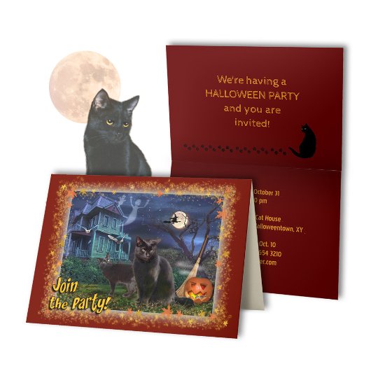 Uitnodiging voor Black Cats Halloween Party