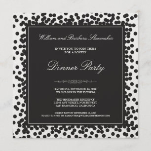 Uitnodiging voor Black Confetti Dinner Party