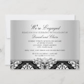 Uitnodiging voor Black Elegant Damask Engagement P (Voorkant)