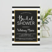 Uitnodiging voor Black & Gold Bridal-Shower (Staand voorkant)