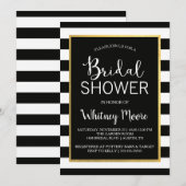 Uitnodiging voor Black & Gold Bridal-Shower (Voorkant / Achterkant)