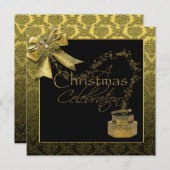 Uitnodiging voor Black Gold Damansk-kerst (Voorkant / Achterkant)