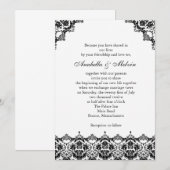Uitnodiging voor Black Lace Wedding (Voorkant / Achterkant)