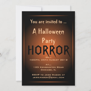 Uitnodiging voor Black & Oranje Glow Halloween Par